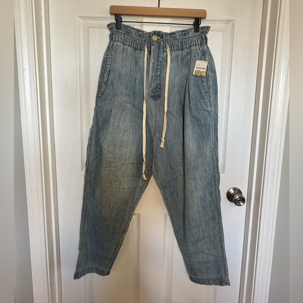 NWT Free People Margate Pleated Denim Trouser